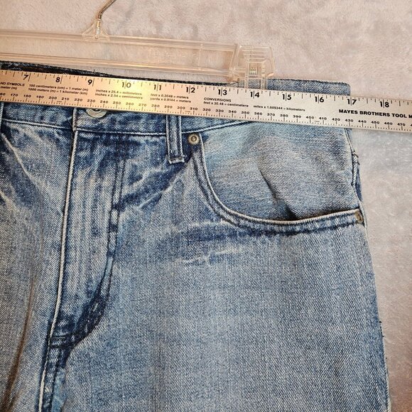 OP Men 34 x 32 Jeans Blue Bootcut Classic Stonewash Denim Y2K Pockets Zip Cotton - Picture 3 of 12